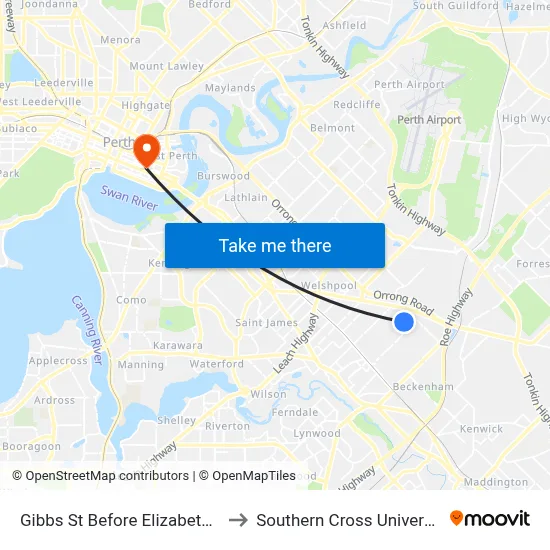 Gibbs St Before Elizabeth St to Southern Cross University map