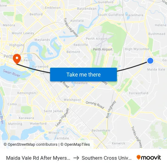 Maida Vale Rd After Myerson Cr to Southern Cross University map