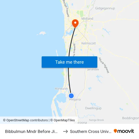 Bibbulmun Mndr Before Jimjam Cr to Southern Cross University map