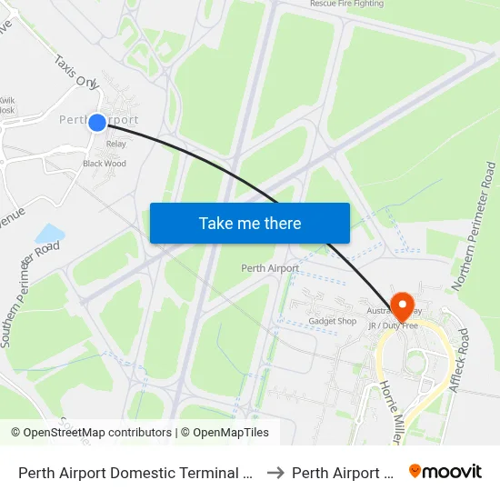 Perth Airport Domestic Terminal T3 T4 to Perth Airport PER map