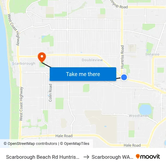 Scarborough Beach Rd Huntriss Road Cat Id 31 to Scarborough WA Australia map