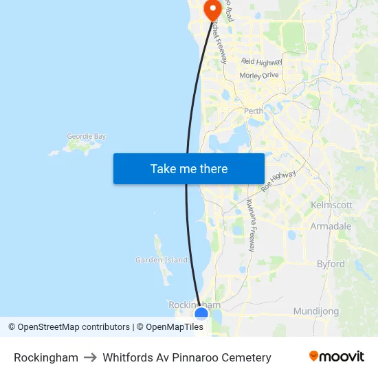 Rockingham to Whitfords Av Pinnaroo Cemetery map
