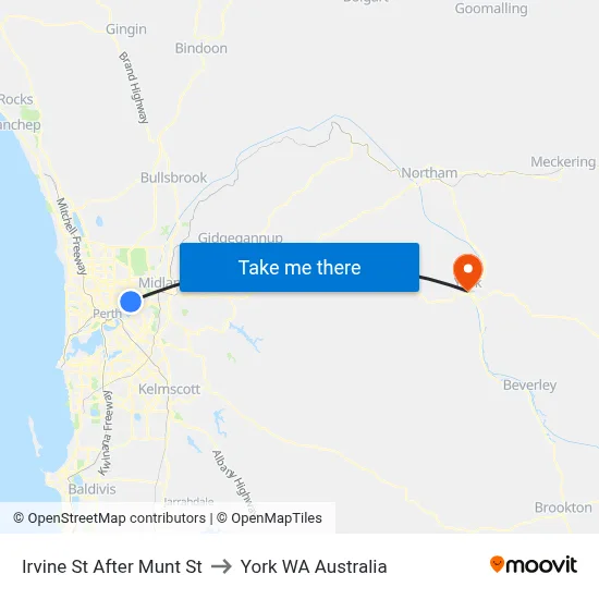 Irvine St After Munt St to York WA Australia map