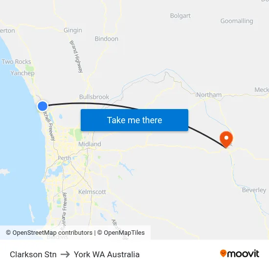 Clarkson Stn to York WA Australia map