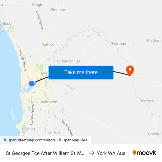 St Georges Tce After William St Westbound to York WA Australia map