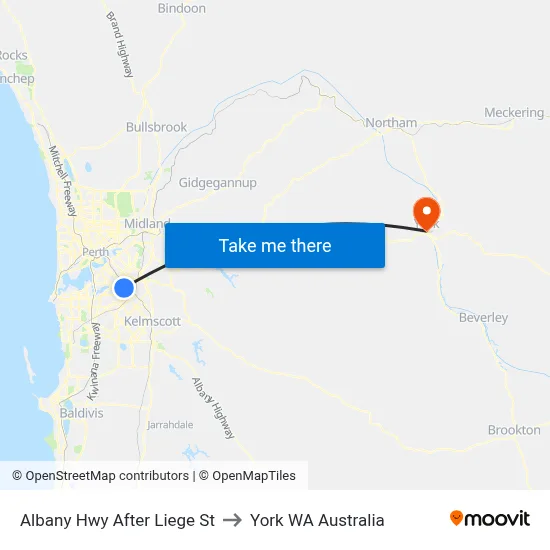Albany Hwy After Liege St to York WA Australia map