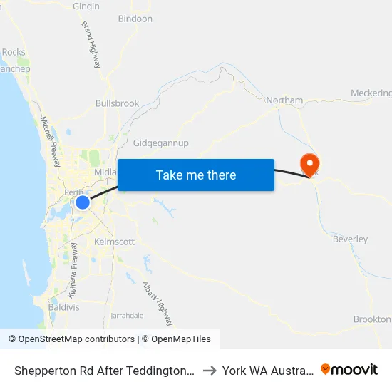 Shepperton Rd After Teddington Rd to York WA Australia map