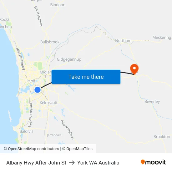 Albany Hwy After John St to York WA Australia map