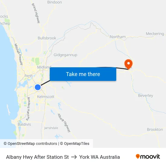 Albany Hwy After Station St to York WA Australia map
