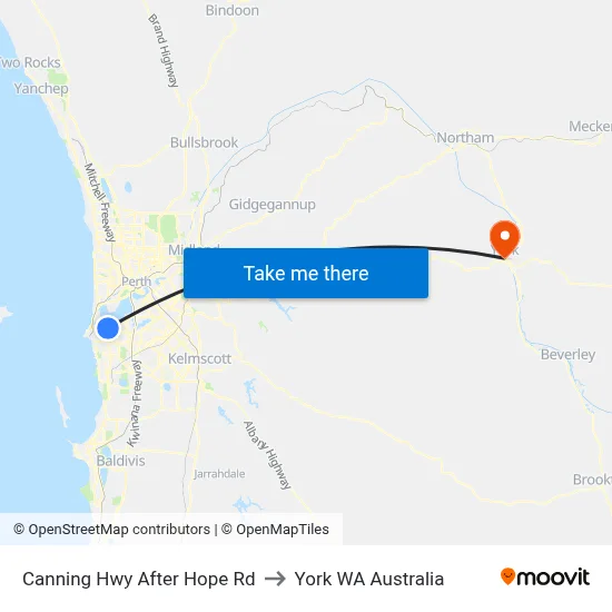 Canning Hwy After Hope Rd to York WA Australia map