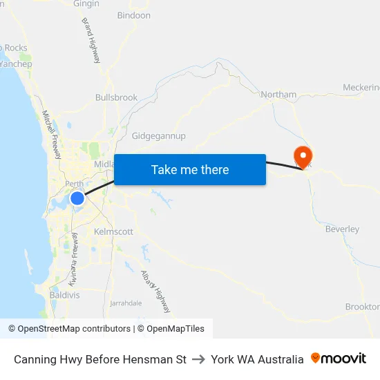 Canning Hwy Before Hensman St to York WA Australia map