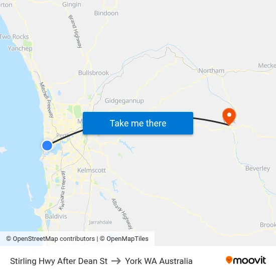 Stirling Hwy After Dean St to York WA Australia map