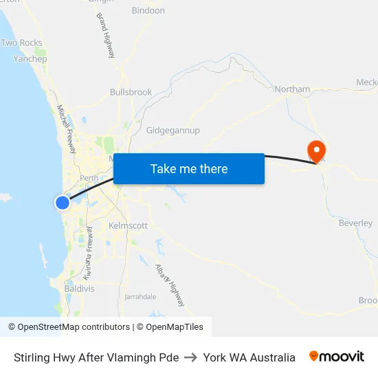 Stirling Hwy After Vlamingh Pde to York WA Australia map