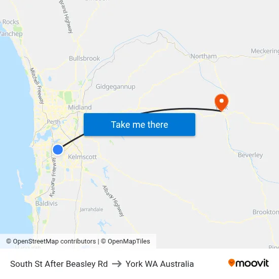 South St After Beasley Rd to York WA Australia map