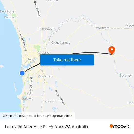 Lefroy Rd After Hale St to York WA Australia map