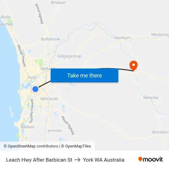 Leach Hwy After Barbican St to York WA Australia map