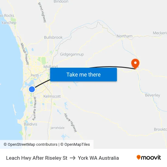 Leach Hwy After Riseley St to York WA Australia map
