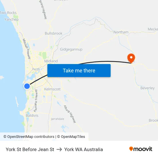 York St Before Jean St to York WA Australia map