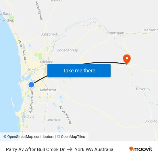 Parry Av After Bull Creek Dr to York WA Australia map