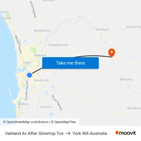 Vahland Av After Silvertop Tce to York WA Australia map
