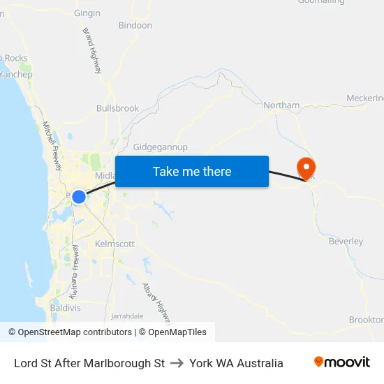 Lord St After Marlborough St to York WA Australia map