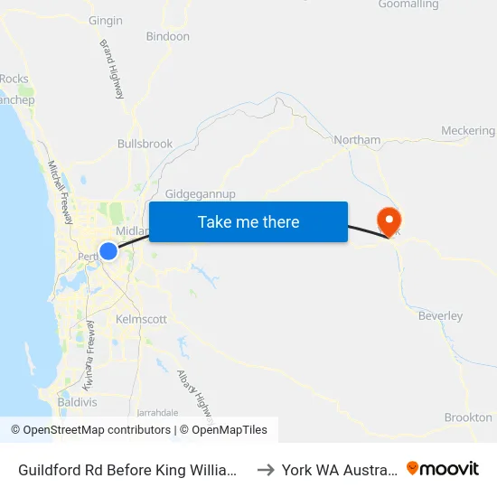 Guildford Rd Before King William St to York WA Australia map