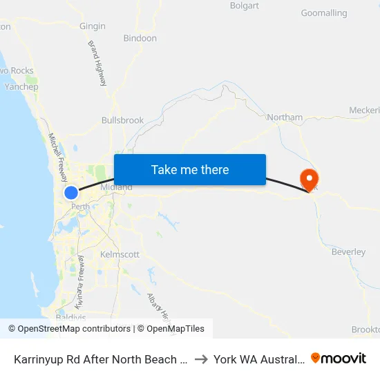 Karrinyup Rd After North Beach Dr to York WA Australia map