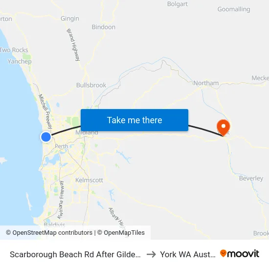 Scarborough Beach Rd After Gildercliffe St to York WA Australia map
