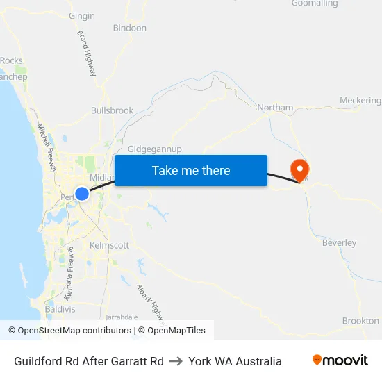 Guildford Rd After Garratt Rd to York WA Australia map