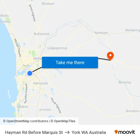Hayman Rd Before Marquis St to York WA Australia map