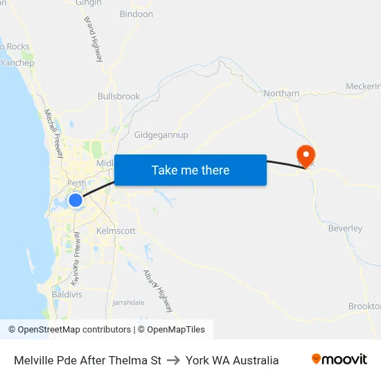 Melville Pde After Thelma St to York WA Australia map