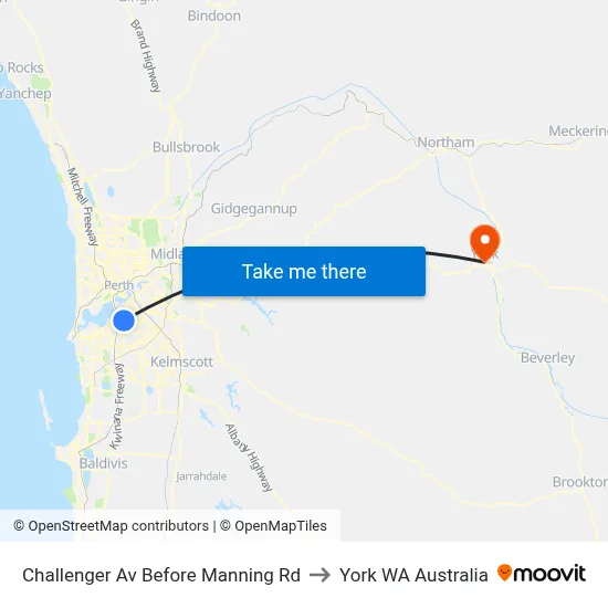 Challenger Av Before Manning Rd to York WA Australia map