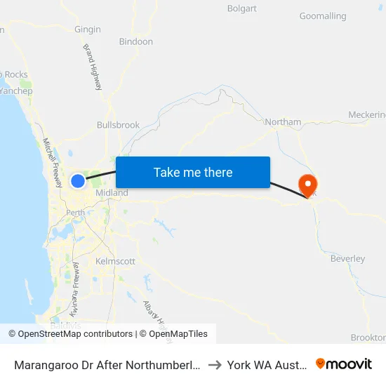 Marangaroo Dr After Northumberland Av to York WA Australia map