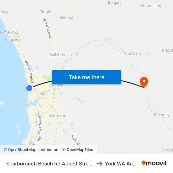 Scarborough Beach Rd Abbett Street Cat Id 24 to York WA Australia map