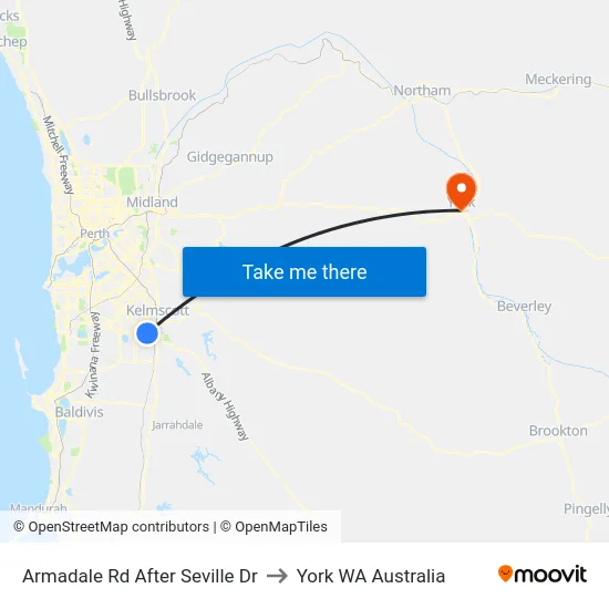 Armadale Rd After Seville Dr to York WA Australia map