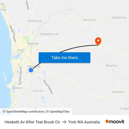 Hesketh Av After Teal Brook Cir to York WA Australia map