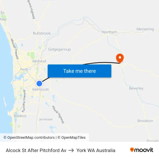Alcock St After Pitchford Av to York WA Australia map