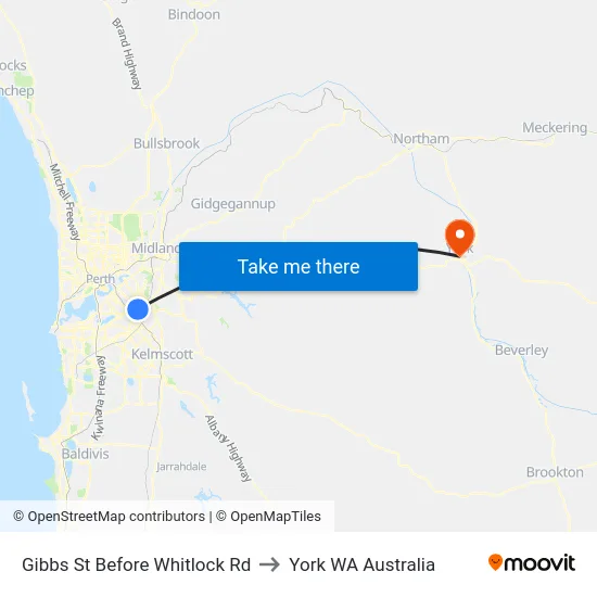 Gibbs St Before Whitlock Rd to York WA Australia map