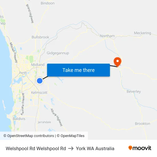 Welshpool Rd Welshpool Rd to York WA Australia map