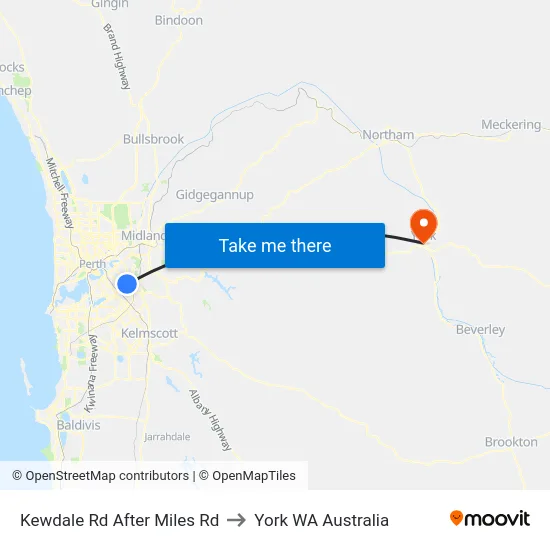 Kewdale Rd After Miles Rd to York WA Australia map