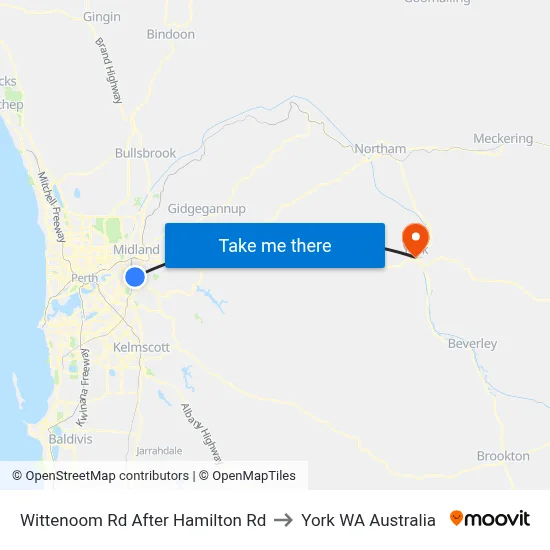Wittenoom Rd After Hamilton Rd to York WA Australia map