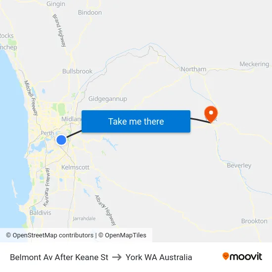 Belmont Av After Keane St to York WA Australia map