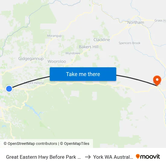 Great Eastern Hwy Before Park Rd to York WA Australia map