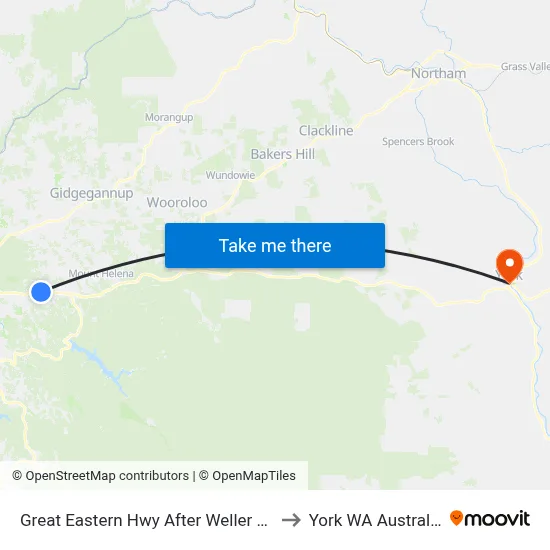 Great Eastern Hwy After Weller Rd to York WA Australia map