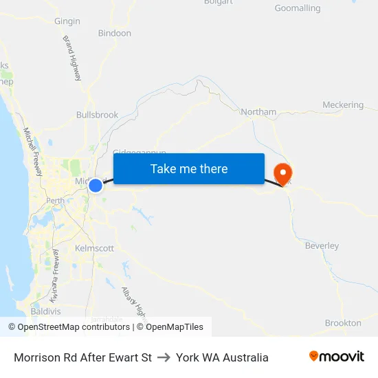 Morrison Rd After Ewart St to York WA Australia map