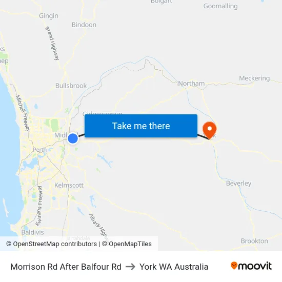 Morrison Rd After Balfour Rd to York WA Australia map