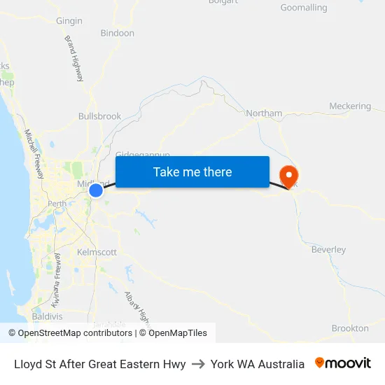 Lloyd St After Great Eastern Hwy to York WA Australia map