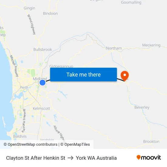 Clayton St After Henkin St to York WA Australia map