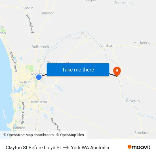 Clayton St Before Lloyd St to York WA Australia map