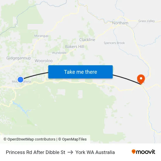 Princess Rd After Dibble St to York WA Australia map